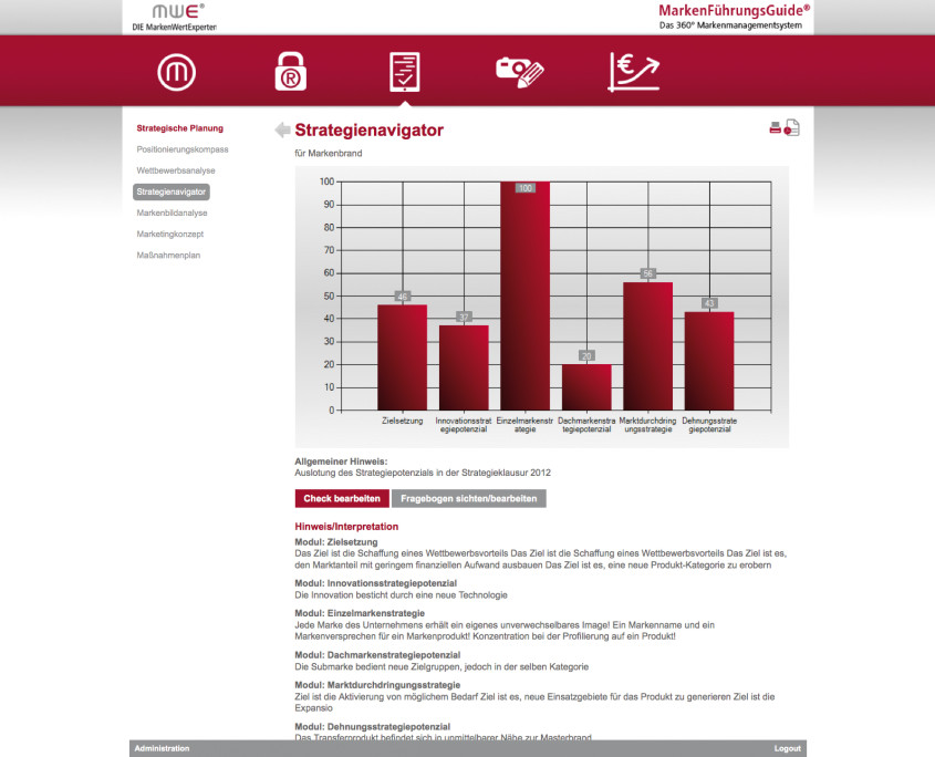 Markenstrategienavigator Ergebnisgrafik