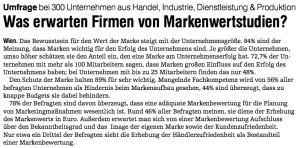 Medianet Beitrag 12. Juni 2012 Was erwarten Unternehmen von Markenwertstudien