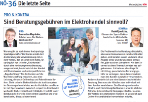 NÖN Landeszeitung Pro & Kontra Sind Beratungsgebühren im Elektrohandel sinnvoll