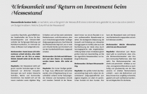 Werbemonitor 06-2018 Wirksamkeit und Return on Investment bei Messestand Interview im Werbemonitor
