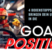 Rennfahrer am Start mit Überschrift Goal Position